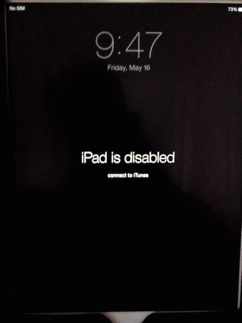 disabled ipad connect itunes
