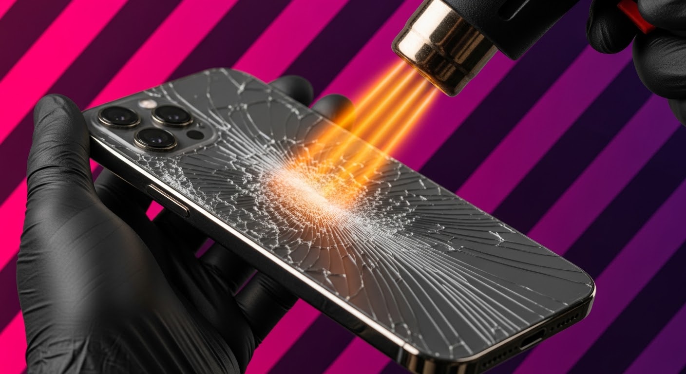 Titanium Frame iPhone 15 Pro Back Glass Restoration After Severe Impact Damage